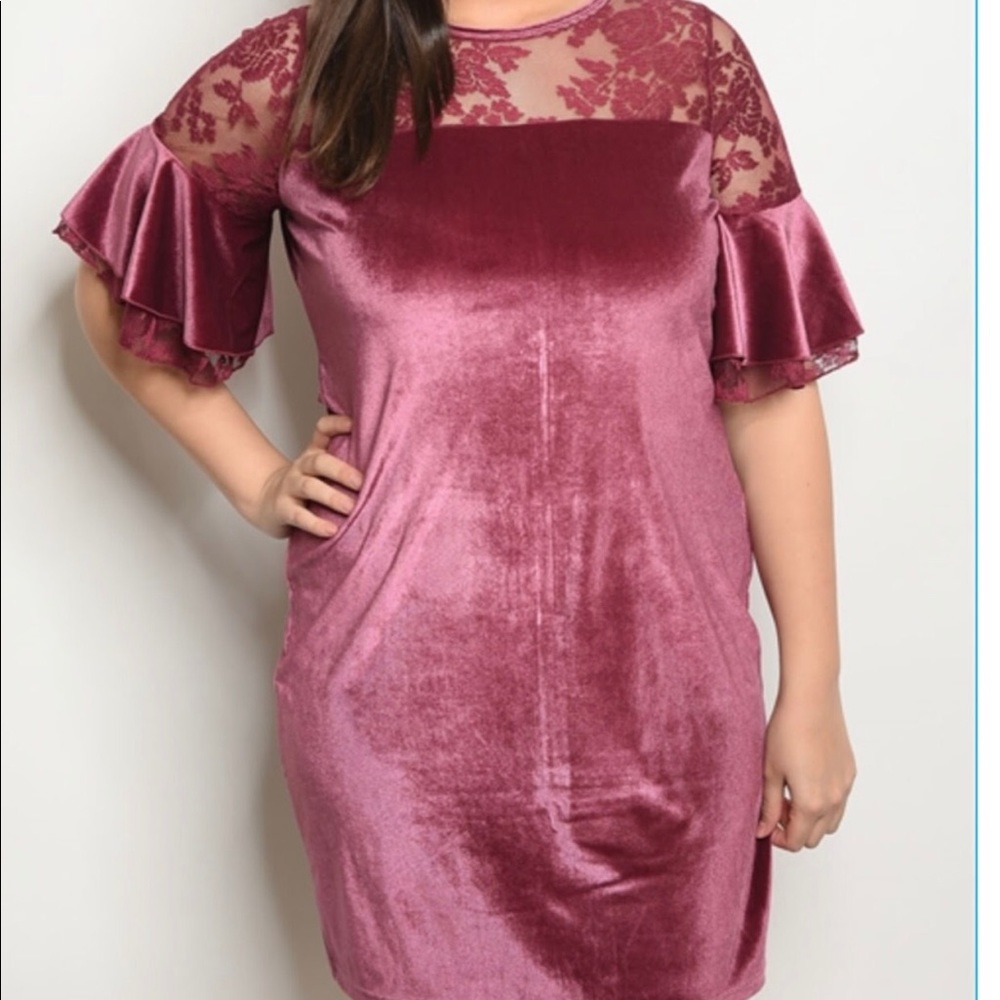 C.O.C MAUVE DRESS VALVET SIZE 1X (NWT)